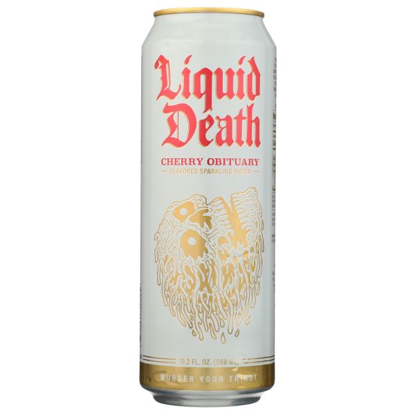 LIQUID DEATH: Cherry Obituary Sparkling Water, 19.2 fo