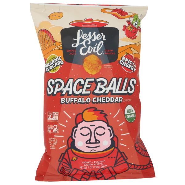 LESSER EVIL: Buffalo Cheddar Space Balls, 7 oz