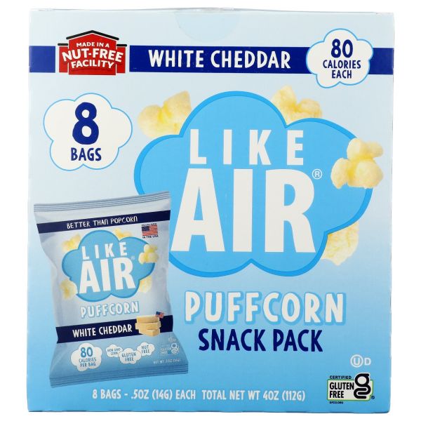 LIKE AIR: White Cheddar Puffcorn 8 Count, 4 oz