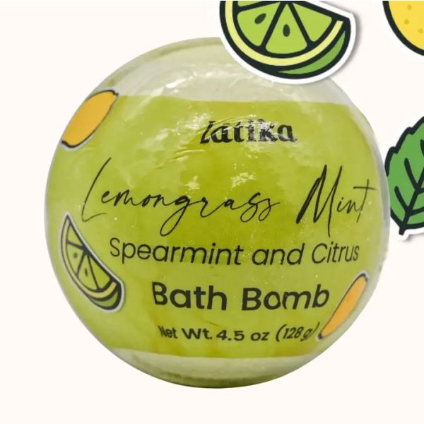 LATIKA BEAUTY: Lemongrass Mint Bath Bomb, 4.5 oz