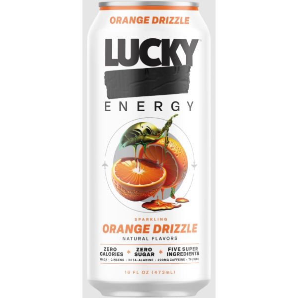 LUCKY ENERGY: Sparkling Orange Drizzle Energy Drink, 16 fo