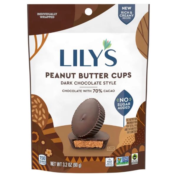 LILYS SWEETS: Dark Chocolate Style Peanut Butter Cups, 3.2 oz