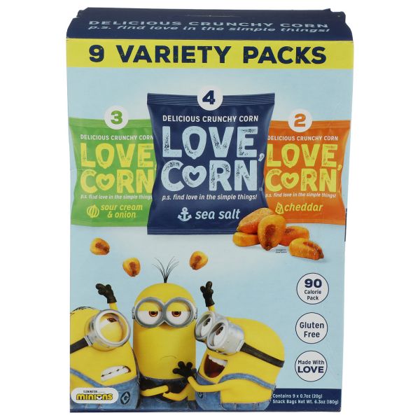 LOVE CORN: Crunchy Corn Variety Pack 9 Count, 6.3 oz