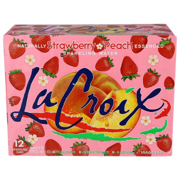LACROIX: Strawberry Peach Sparkling Water 12 Count, 144 fo