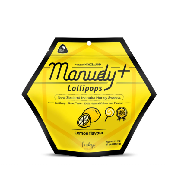 MANUDY: Manuka Honey Sweets Lollipops Lemon Flavour, 1 bg