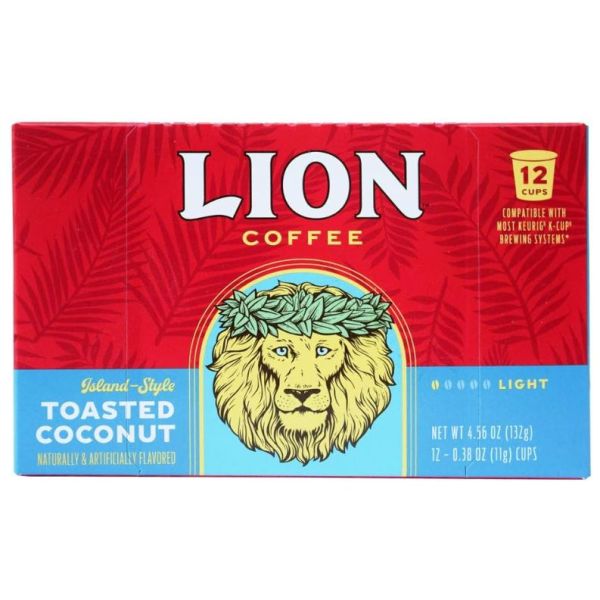 LION COFFEE: Toasted Coconut Single Serve Coffee Pods, 12 pk