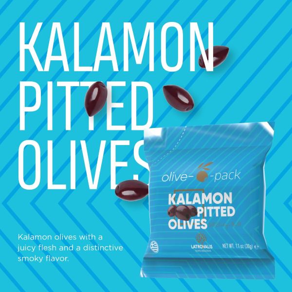 LATROVALIS OLIVE O PACK: Olives Kalamon Pitted, 1.1 oz