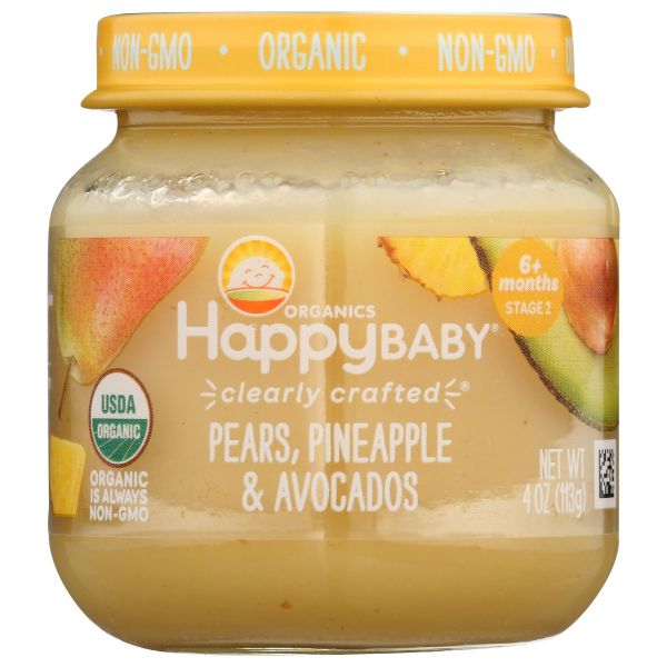HAPPY BABY: Stage 2 Pear Pinapl Avocd, 4 oz