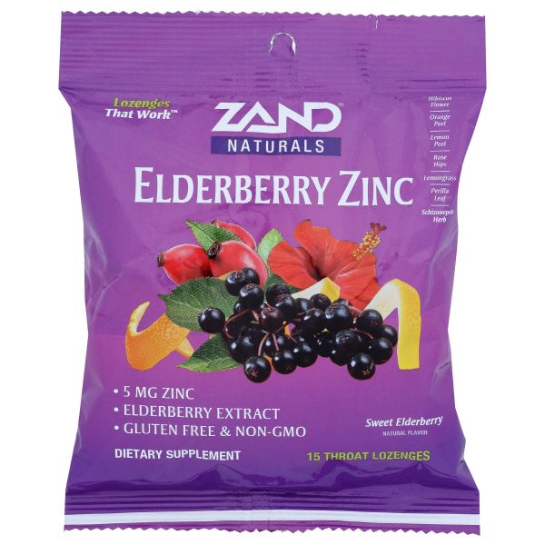 ZAND: Lozenges Herbal Elderberry Zinc, 15 pc