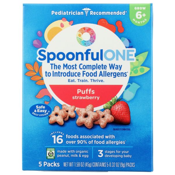 SPOONFUL ONE: Puffs Strawberry Allergen 5Ct, 1.59 oz