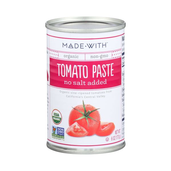 MADE WITH: Organic Tomato Paste No Salt Added, 6 oz