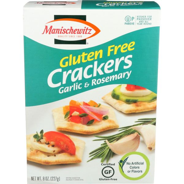 MANISCHEWITZ: Garlic And Rosemary Gluten Free Crackers, 8 oz