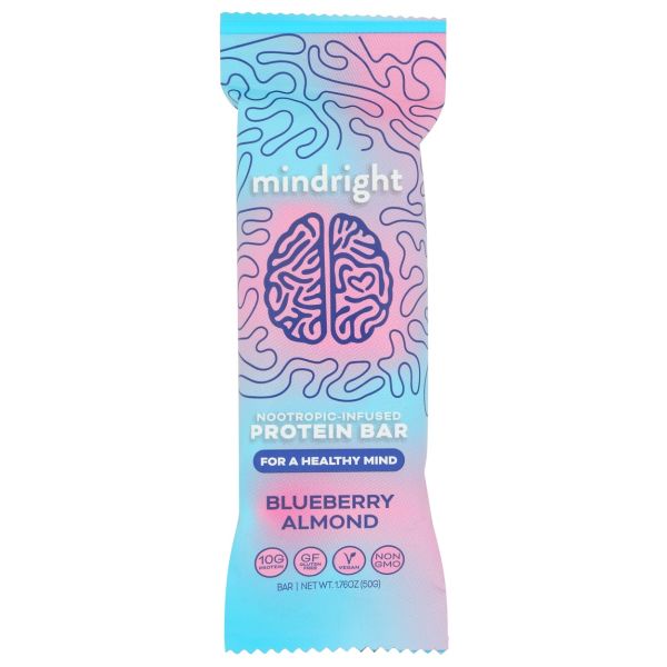 MINDRIGHT: Blueberry Almond Protein Bar, 1.76 oz