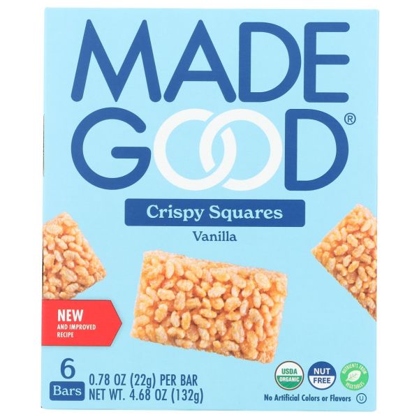 MADEGOOD: Vanilla Crispy Squares, 4.68 oz