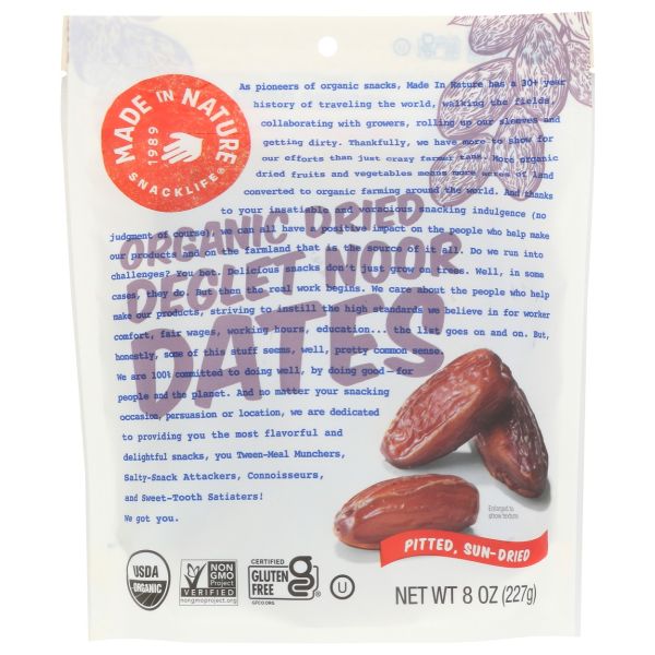 MADE IN NATURE: Dried Deglet Noor Dates, 8 oz