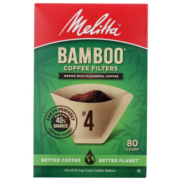 MELITTA: Bamboo Cone Coffee Filter Number 4, 80 pc