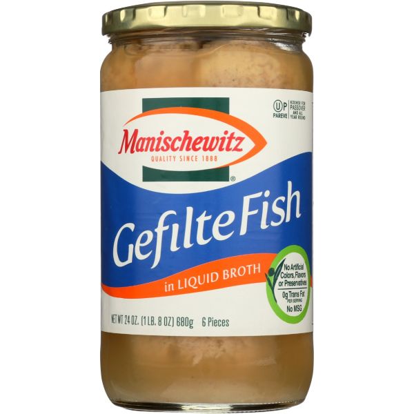 MANISCHEWITZ: Gefilte Fish in Liquid Broth, 24 oz