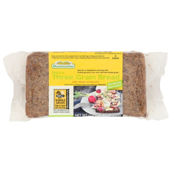 MESTEMACHER: Natural Three Grain Bread, 17.6 oz