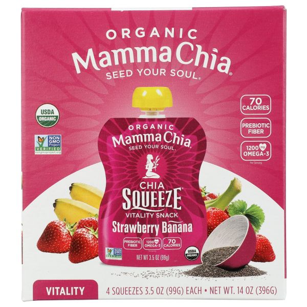 MAMMACHIA: Strawberry Banana Chia Squeeze, 4 pc
