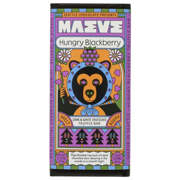 MAEVE: Hungry Blackberry Dark and White Chocolate Truffle Bar, 2.5 oz