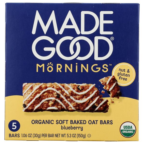 MADEGOOD: Mornings Blueberry Organic Oat Bars, 5.3 oz