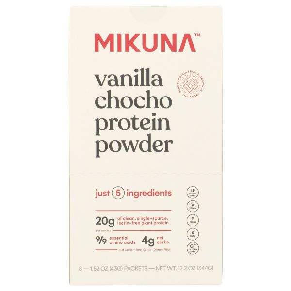 MIKUNA: Vanilla Chocho Protein Powder 8 Count, 12.2 oz