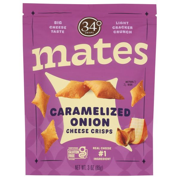 34 DEGREES: Caramelized Onion Mates Cheese Crisps, 3 oz