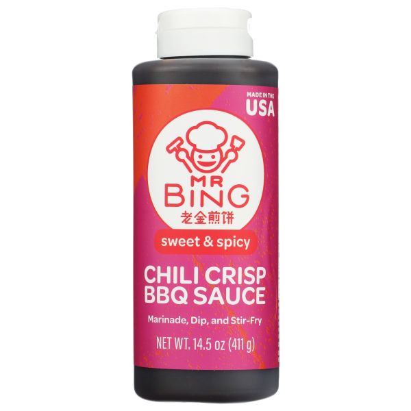 MR BING: Sweet and Spicy Chili Crisp BBQ Sauce, 14.5 oz
