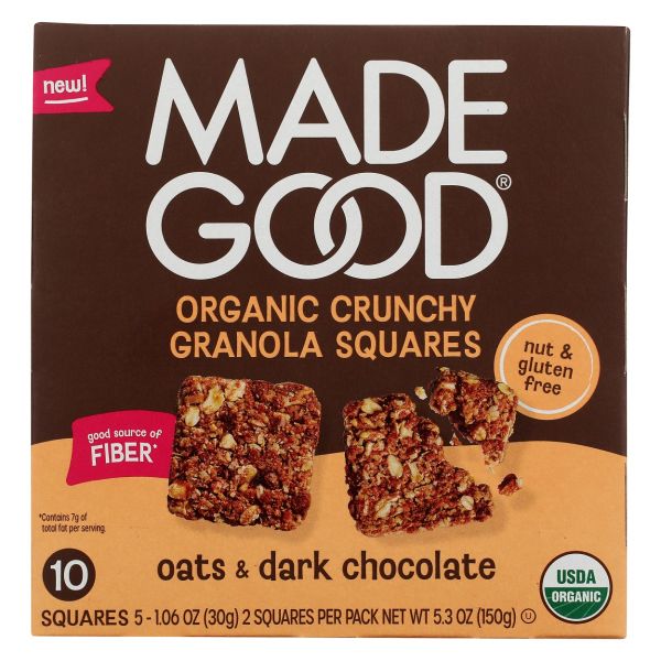 MADEGOOD: Oats and Dark Chocolate Granola Squares 5 Count, 5.3 oz