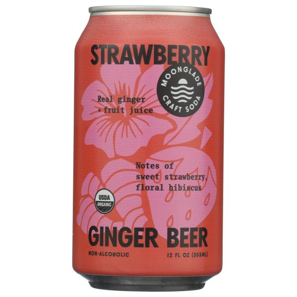 MOONGLADE CRAFT SODA: Strawberry Hibiscus Ginger Beer, 12 fo