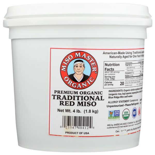 MISO MASTER: Traditional Organic Red Miso Paste, 4 lb