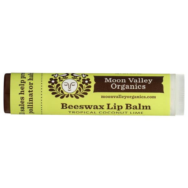 MOON VALLEY ORGANICS: Tropical Coconut Lime Beeswax Lip Balm, 0.15 oz