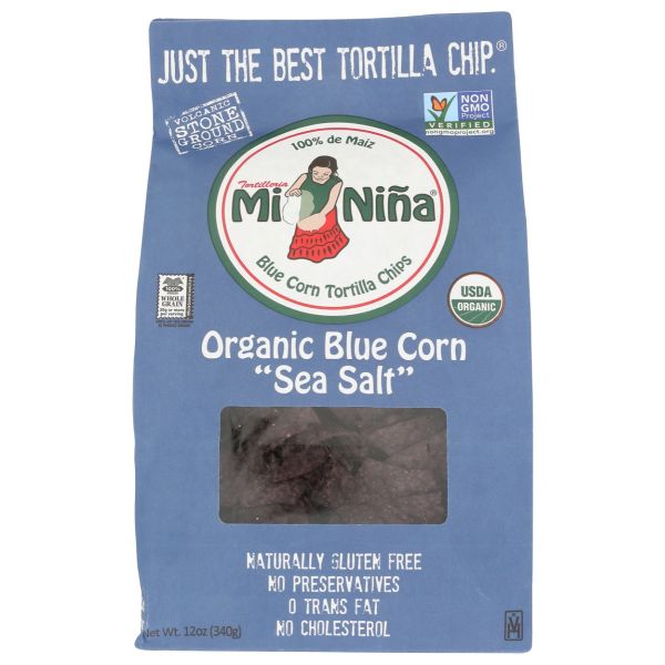 MI NINA: Organic Blue Corn Sea Salt Tortilla Chip, 12 oz