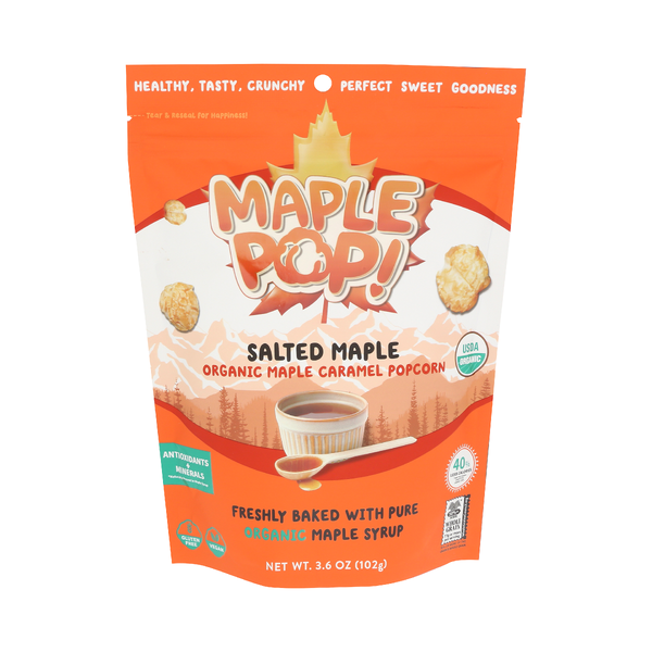MAPLE POP: Organic Salted Maple Caramel Popcorn, 3.6 oz