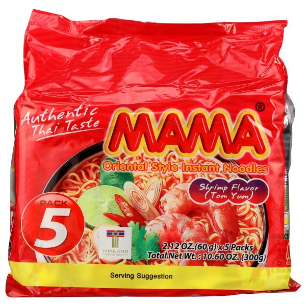 MAMA: Oriental Style Instant Shrimp Tomyum Noodles 5 Count, 10.58 oz