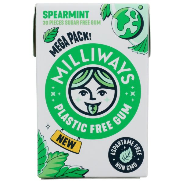 MILLIWAYS: Spearmint Plastic Free Gums, 30 pc