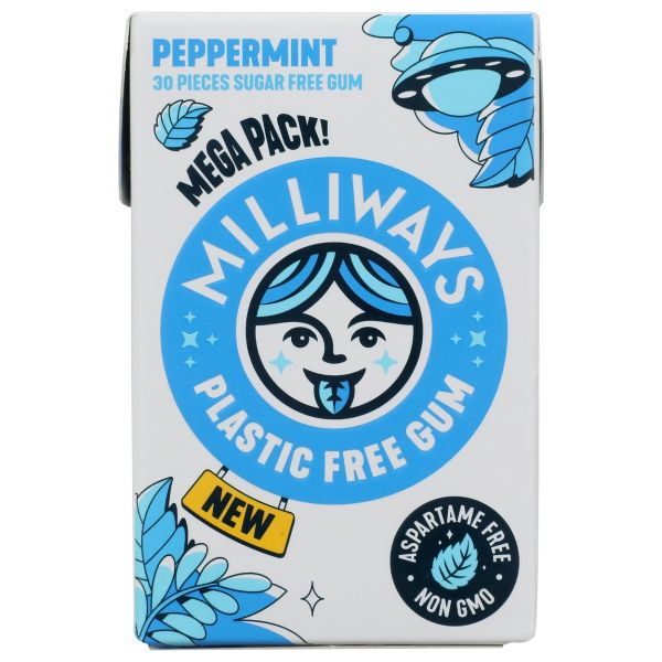 MILLIWAYS: Peppermint Plastic Free Gums, 30 pc