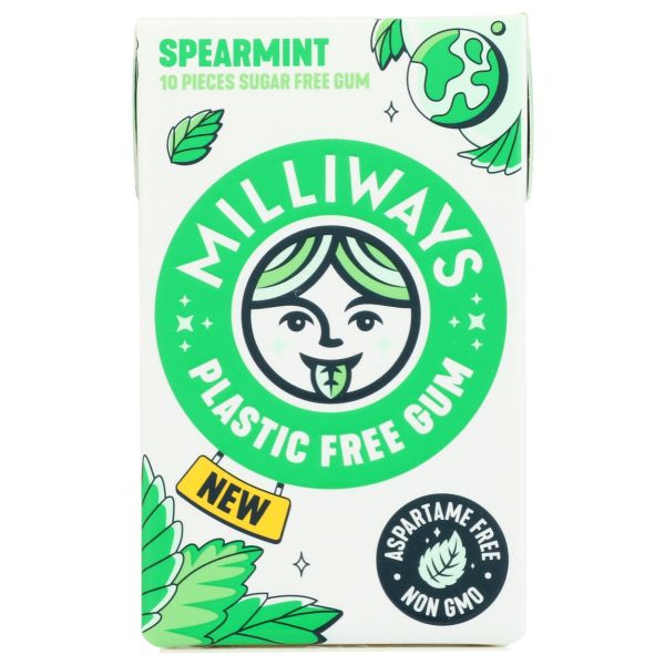 MILLIWAYS: Spearmint Plastic Free Gums, 10 pc