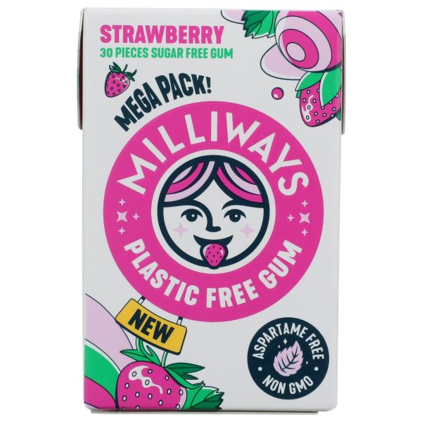 MILLIWAYS: Strawberry Plastic Free Gums, 30 pc