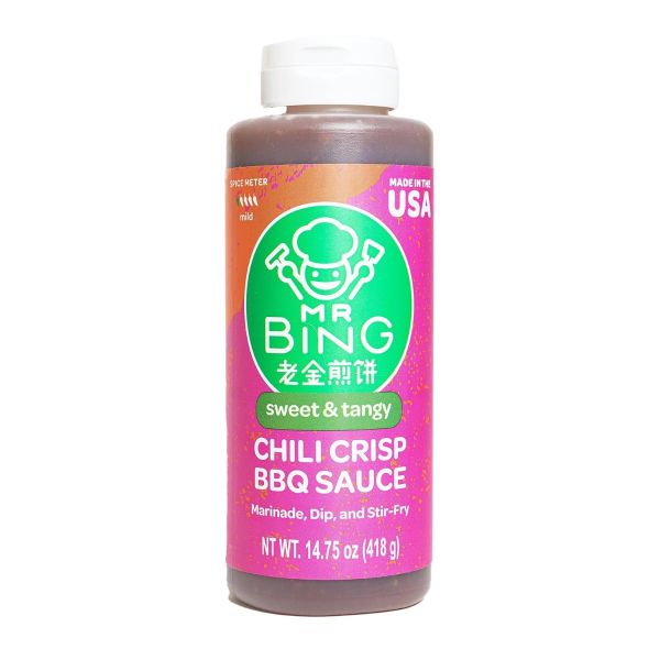 MR BING: Sweet and Tangy Chili Crisp BBQ Sauce, 14.75 oz