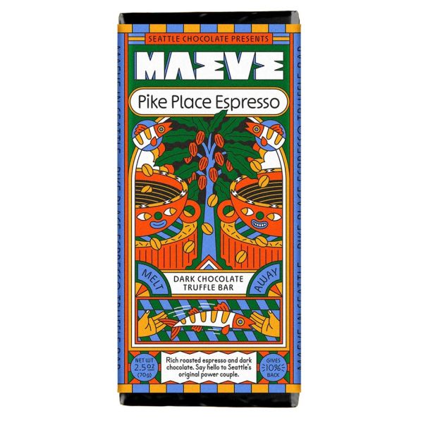 MAEVE: Pike Place Espress Dark Chocolate Truffle Bar, 2.5 oz