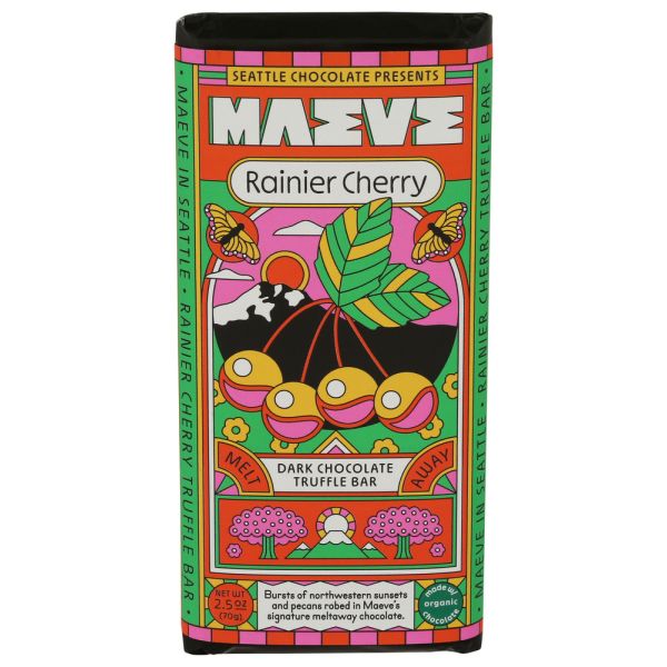 MAEVE: Rainier Cherry Dark Chocolate Truffle Bar, 2.5 oz