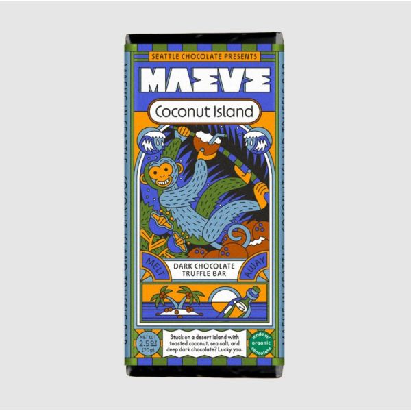 MAEVE: Coconut Island Dark Chocolate Truffle Bar, 2.5 oz