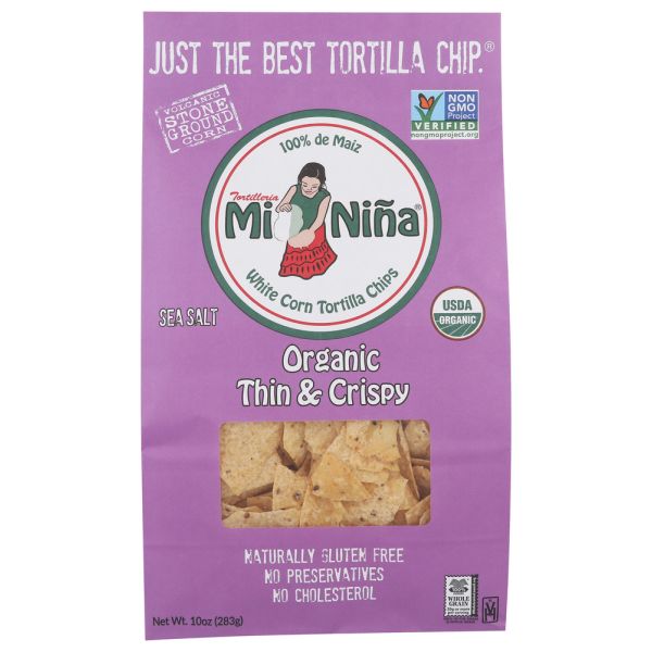MI NINA: Organic Thin and Crispy Sea Salt Tortilla Chip, 10 oz