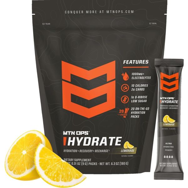 MTN OPS: Lemonade Hydrate 20 Count, 6.3 oz