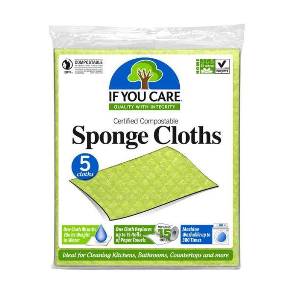 IF YOU CARE: Natural Sponge Cloths, 5 pc