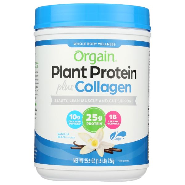 ORGAIN: Plant Protein Plus Collagen Vanilla, 25.6 oz
