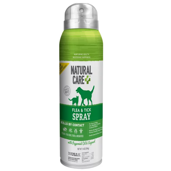 NATURAL CARE: Flea and Tick Spray For Dogs and Cats, 14 oz