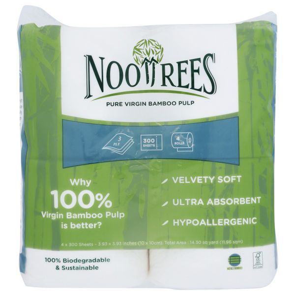 NOOTREES: Bamboo Toilet Tissue 300 Sheets 4 Rolls, 1 ea