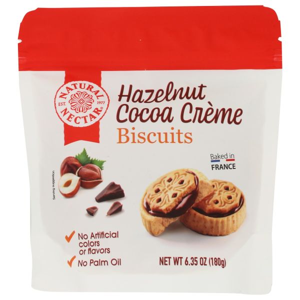 NATURAL NECTAR: Hazelnut Cocoa Creme Biscuits, 6.35 oz